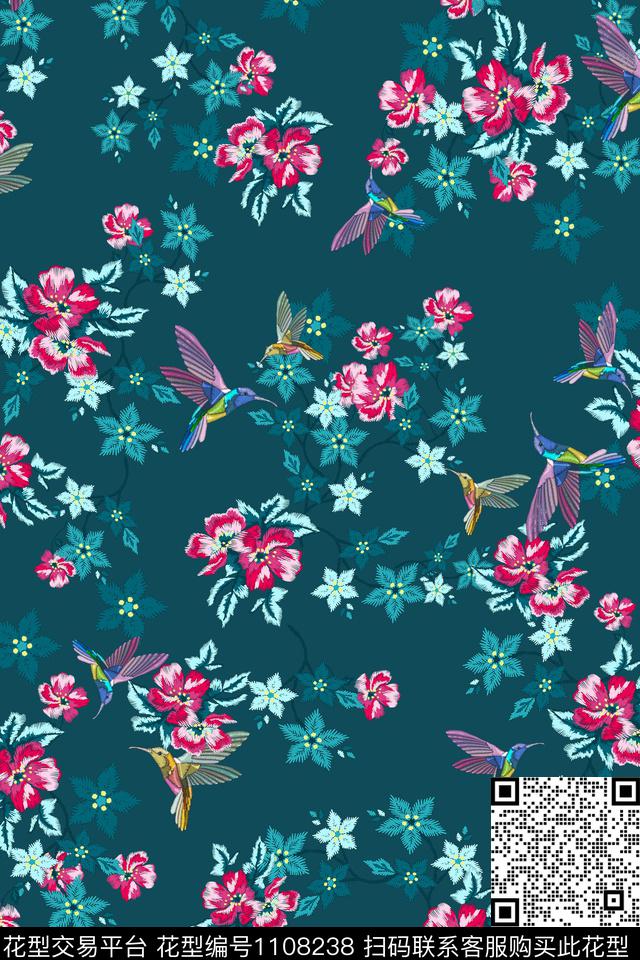 小碎花复古针织花卉数码印花花型下载（图片编号: 1108238） - 瓦栏（Walan）