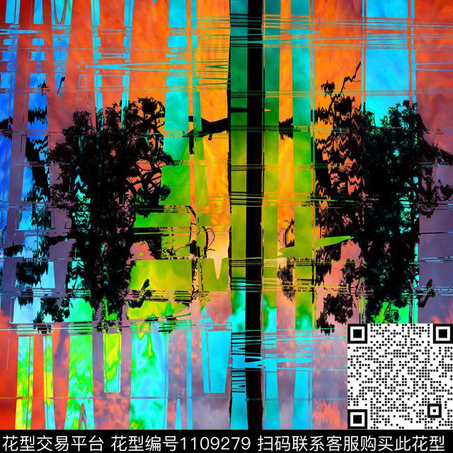 抽象风景景观晚霞数码印花花型下载（图片编号: 1109279） - 瓦栏（Walan）