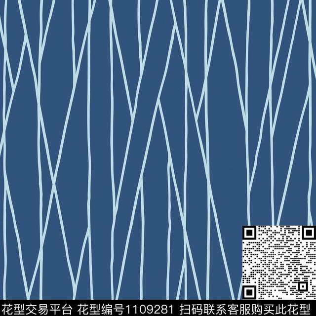 线条蓝色底纹数码印花花型下载（图片编号: 1109281） - 瓦栏（Walan）
