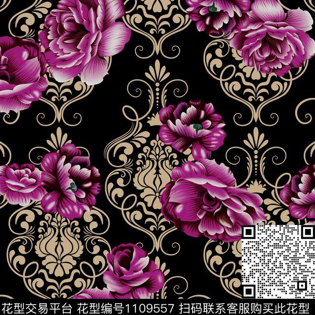 F180529-1.jpg - 1109557 - 花卉 欧式底纹 老年花 - 传统印花花型 － 女装花型设计 － 瓦栏