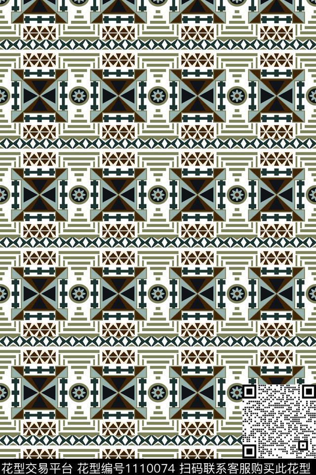 民族风图案.jpg - 1110074 - 几何 民族风 花纹 - 数码印花花型 － 女装花型设计 － 瓦栏