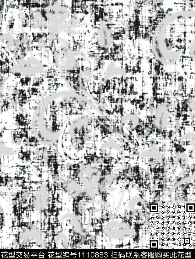 布纹图案.jpg - 1110883 - 抽象 纹理 黑白花型 - 数码印花花型 － 女装花型设计 － 瓦栏