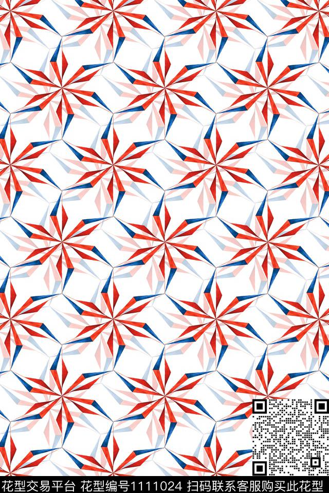 几何女装抽象数码印花花型下载（图片编号: 1111024） - 瓦栏（Walan）