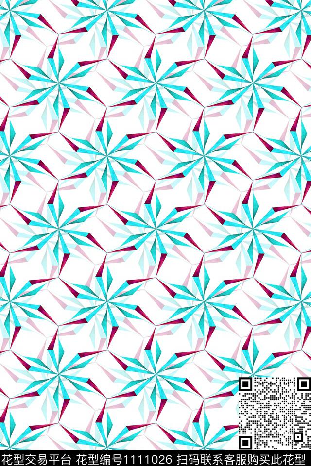 几何女装抽象数码印花花型下载（图片编号: 1111026） - 瓦栏（Walan）