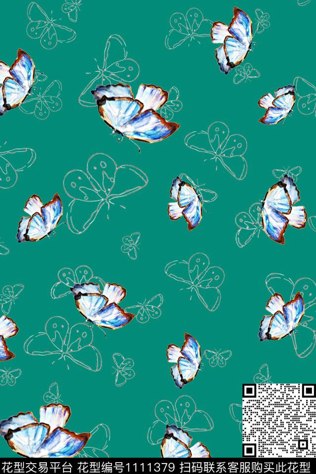 18050.jpg - 1111379 - 女装 蝴蝶 手绘蝴蝶 - 数码印花花型 － 女装花型设计 － 瓦栏