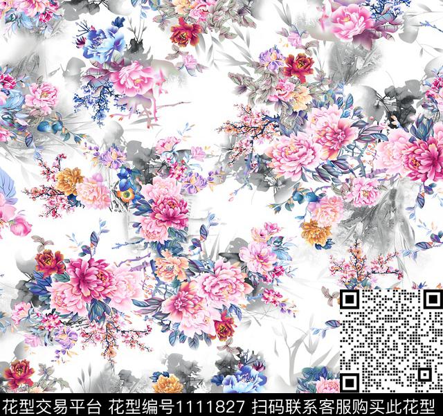 3260574881-35.jpg - 1111827 - 花卉 抽象 白底花 - 传统印花花型 － 女装花型设计 － 瓦栏