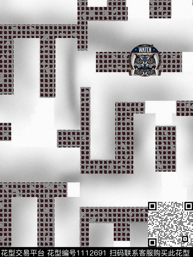 艺术格子几何数码印花花型下载（图片编号: 1112691） - 瓦栏（Walan）