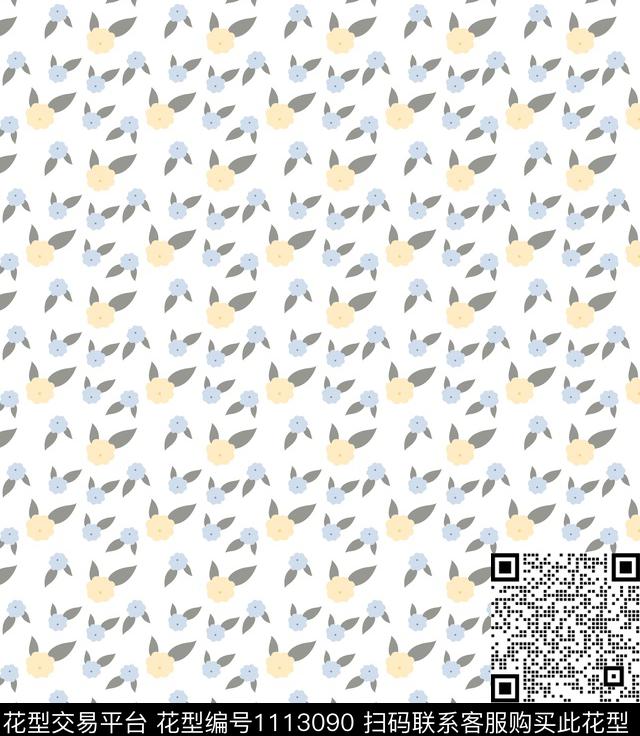 小清新小碎花女装数码印花花型下载（图片编号: 1113090） - 瓦栏（Walan）