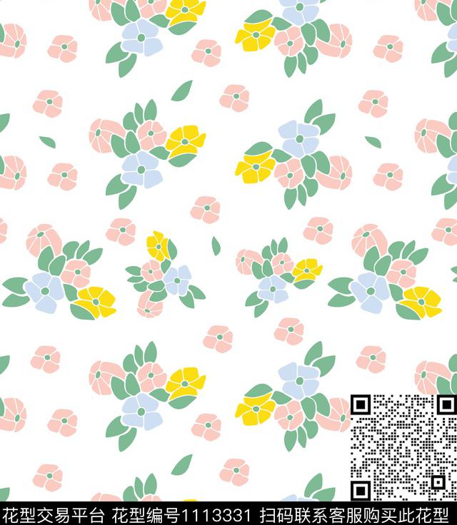 小清新花卉满印传统印花花型下载（图片编号: 1113331） - 瓦栏（Walan）