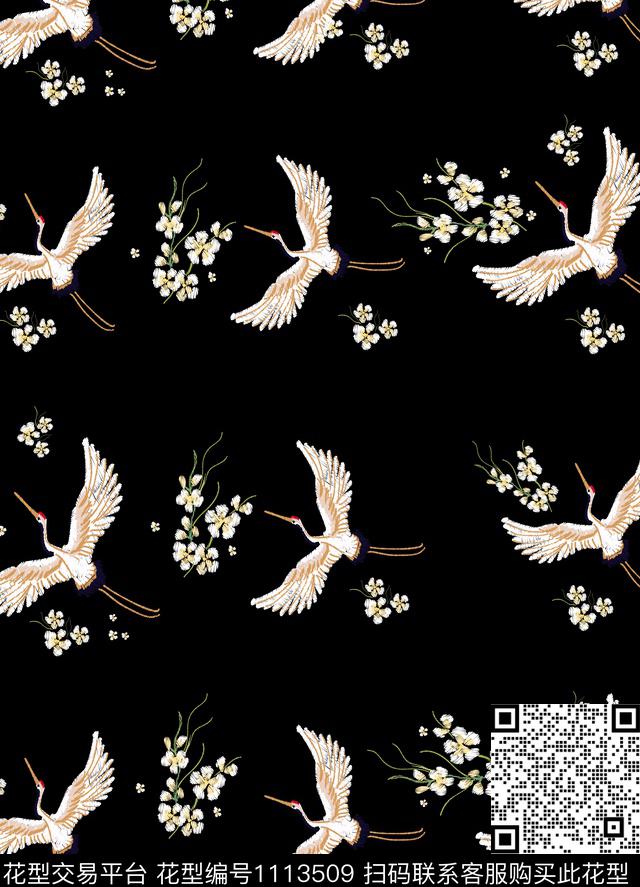 2018-8-31.jpg - 1113509 - 花卉 绣花花型 日本白鹤 - 数码印花花型 － 女装花型设计 － 瓦栏