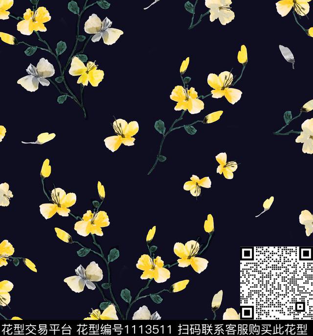 huahuahuahuahau2.jpg - 1113511 - 花卉 植物 清爽底花卉 - 数码印花花型 － 女装花型设计 － 瓦栏