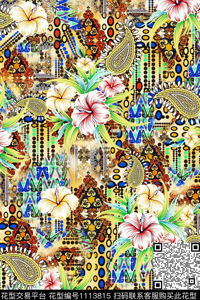 yc0-1.jpg - 1113815 - 花卉 抽象 大牌风 - 数码印花花型 － 女装花型设计 － 瓦栏