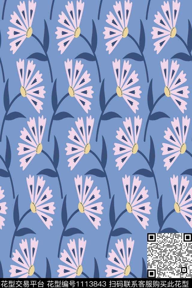 田园数码花型花样数码印花花型下载（图片编号: 1113843） - 瓦栏（Walan）