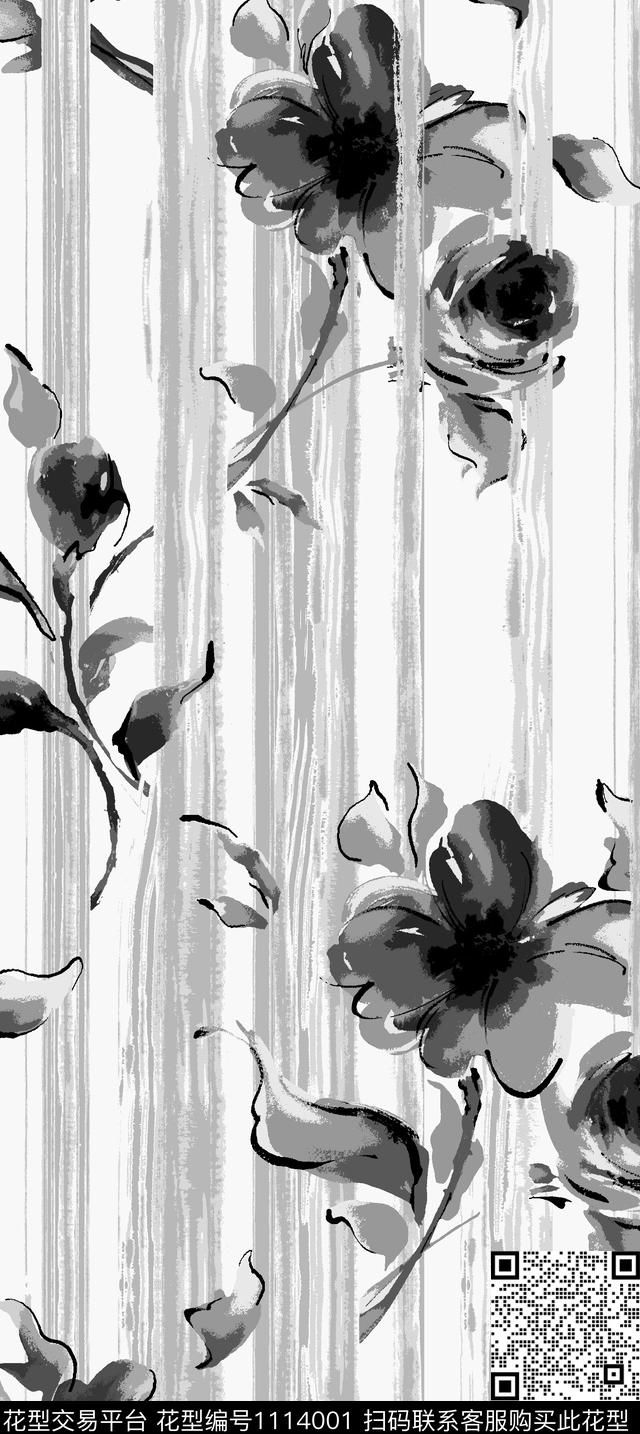 157.jpg - 1114001 - 素雅 花卉 简约 - 传统印花花型 － 窗帘花型设计 － 瓦栏