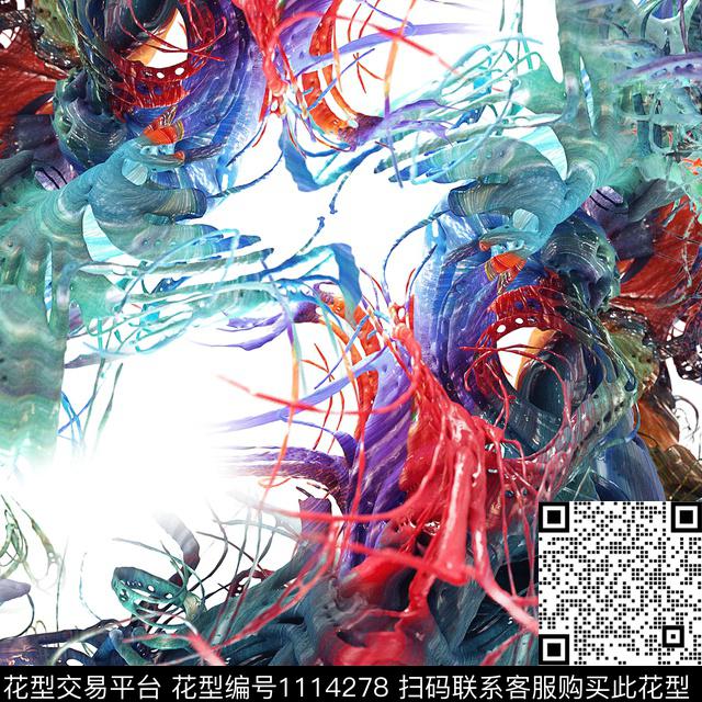 YS-0722F.jpg - 1114278 - 炫彩 抽象 大牌风 - 数码印花花型 － 女装花型设计 － 瓦栏