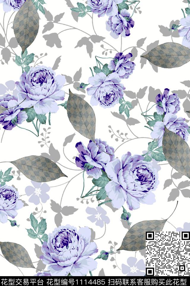 小清新时尚趣味优雅花卉数码印花花型下载（图片编号: 1114485） - 瓦栏（Walan）