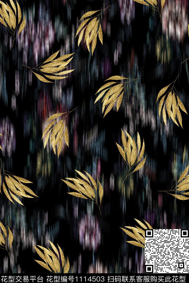 热带叶子.jpg - 1114503 - 植物 绿植树叶 热带花型 - 数码印花花型 － 女装花型设计 － 瓦栏