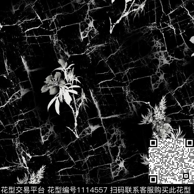 YS-0757F.jpg - 1114557 - 男装 黑白花型 花卉 - 传统印花花型 － 男装花型设计 － 瓦栏
