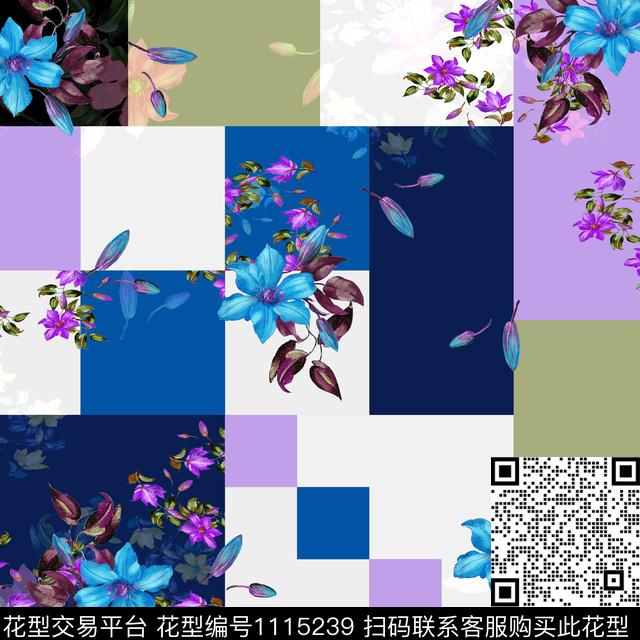 Y-17FJ74-2.jpg - 1115239 - 方巾 几何花卉 炫彩 - 数码印花花型 － 方巾花型设计 － 瓦栏