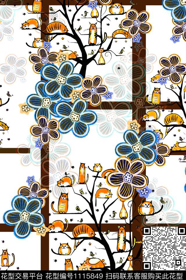 33.jpg - 1115849 - 简约 抽象 卡通 - 数码印花花型 － 女装花型设计 － 瓦栏