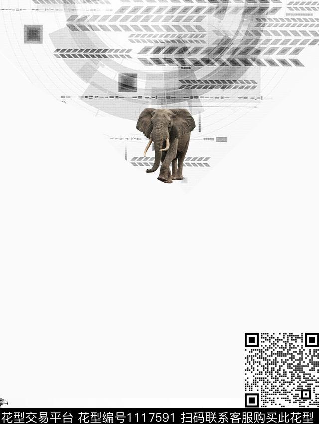 创意几何动物数码印花花型下载（图片编号: 1117591） - 瓦栏（Walan）