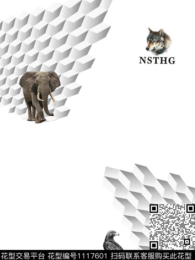 创意几何动物数码印花花型下载（图片编号: 1117601） - 瓦栏（Walan）