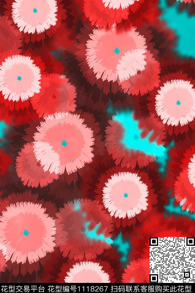 花瓣笔触肌理传统印花花型下载（图片编号: 1118267） - 瓦栏（Walan）