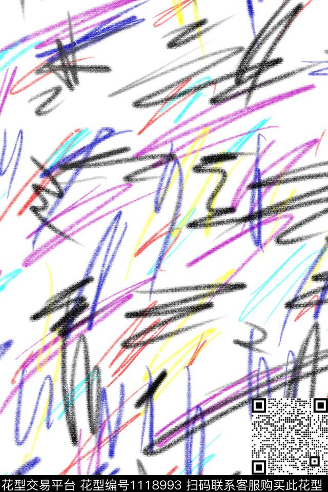 男装潮牌涂鸦数码印花花型下载（图片编号: 1118993） - 瓦栏（Walan）