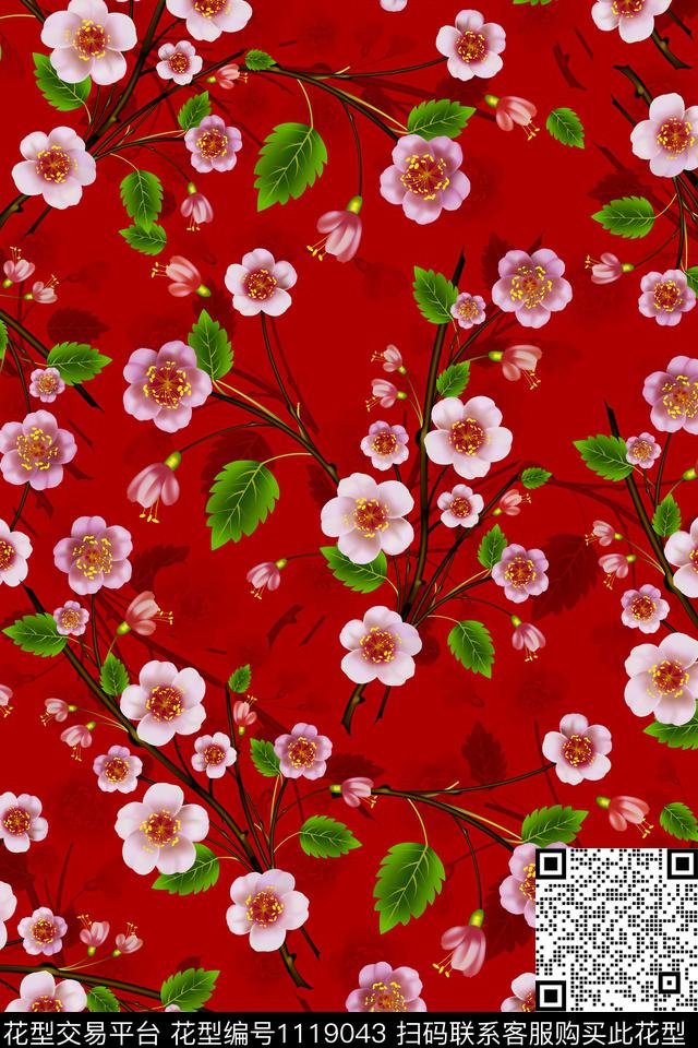 yc1-3.jpg - 1119043 - 手绘花卉 花卉 桃花 - 数码印花花型 － 女装花型设计 － 瓦栏