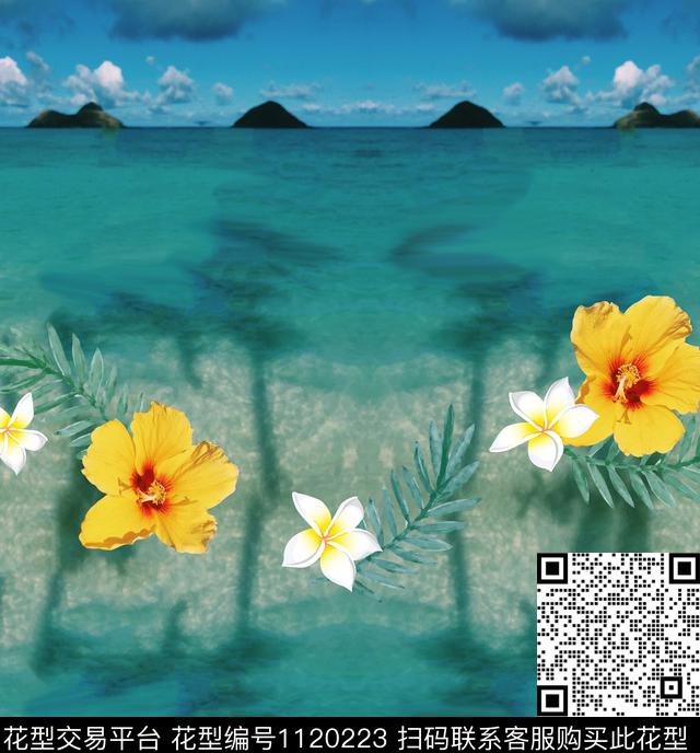 hawaii1.jpg - 1120223 - 欧美 花卉 清爽底花卉 - 数码印花花型 － 女装花型设计 － 瓦栏
