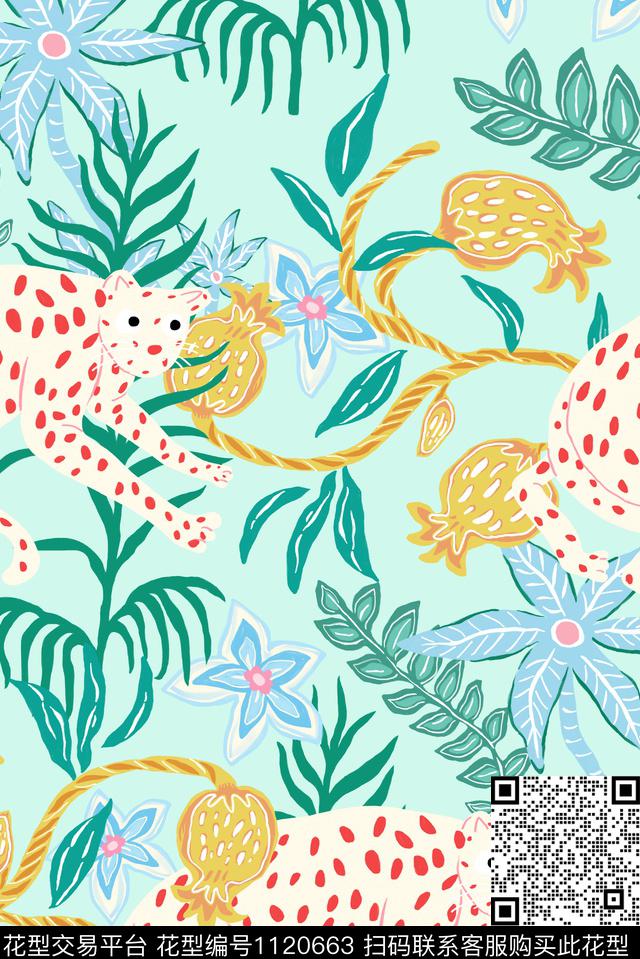 大牌风清爽热带热带花型传统印花花型下载（图片编号: 1120663） - 瓦栏（Walan）