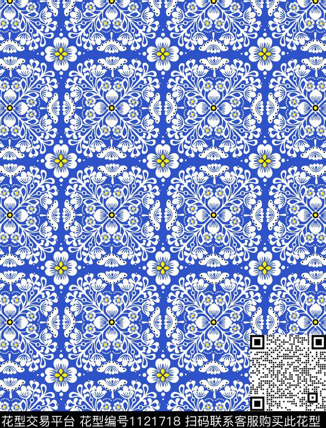 民族风古典花卉古典纹样传统印花花型下载（图片编号: 1121718） - 瓦栏（Walan）