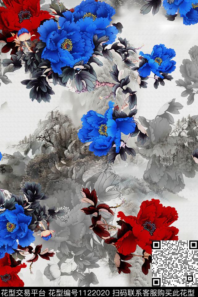 39.jpg - 1122020 - 数码花型 花卉 大牌风 - 数码印花花型 － 泳装花型设计 － 瓦栏
