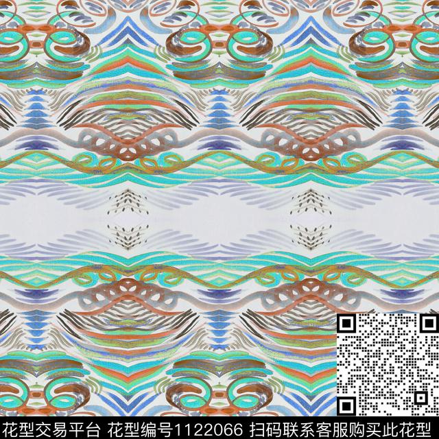 2_0000_1.jpg - 1122066 - 抽象 数码花型 手绘 - 数码印花花型 － 女装花型设计 － 瓦栏