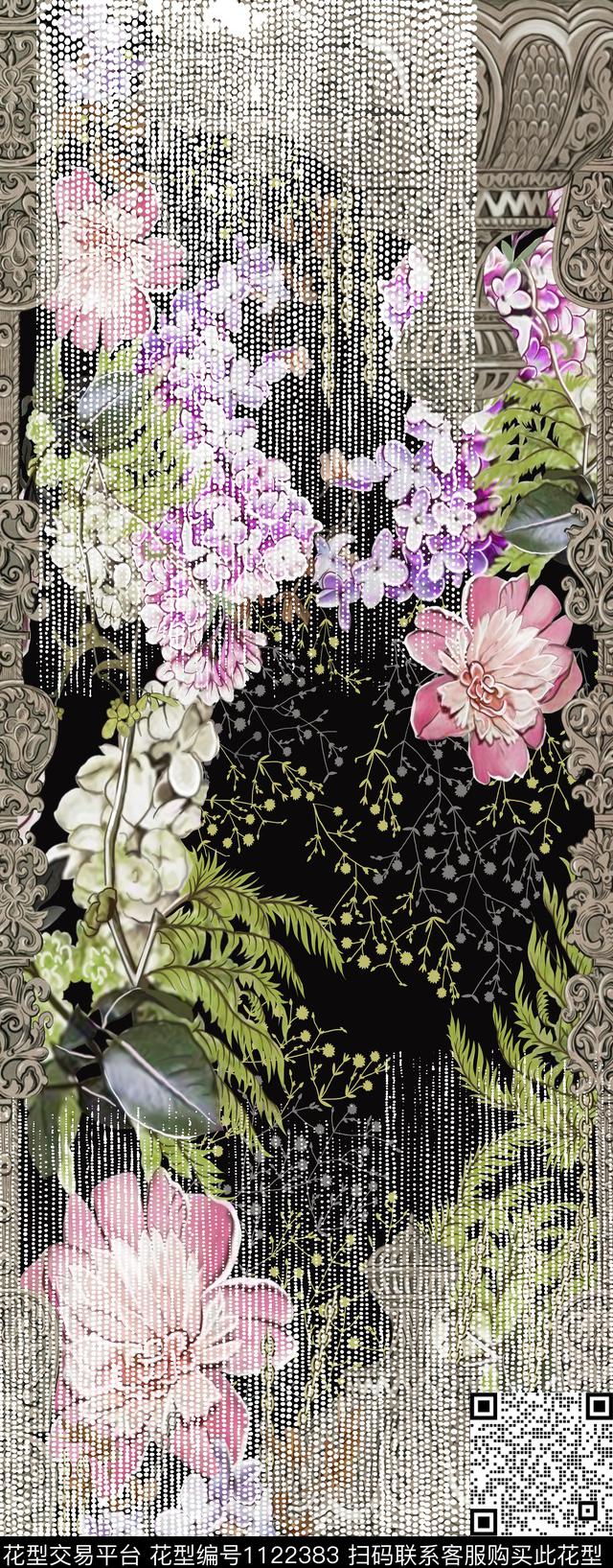 伊斯兰花型01.jpg - 1122383 - 数码花型 花卉 花伊斯兰 - 数码印花花型 － 长巾花型设计 － 瓦栏