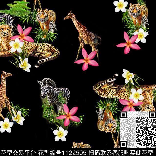 09005.jpg - 1122505 - 豹子 动物花卉 老虎 - 数码印花花型 － 女装花型设计 － 瓦栏