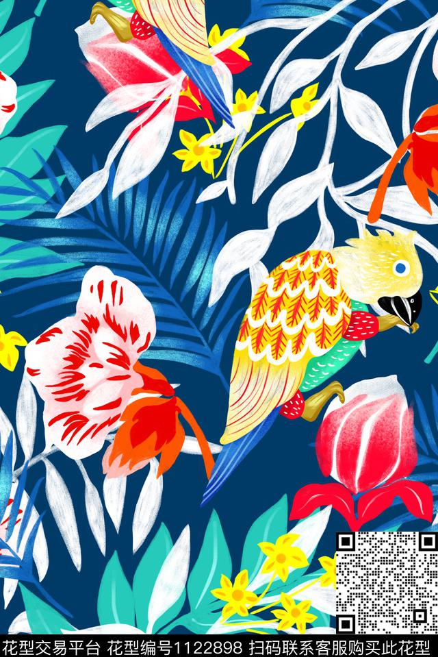 动物大牌风热情夏威夷传统印花花型下载（图片编号: 1122898） - 瓦栏（Walan）