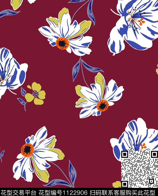 花卉数码花型时尚花型传统印花花型下载（图片编号: 1122906） - 瓦栏（Walan）