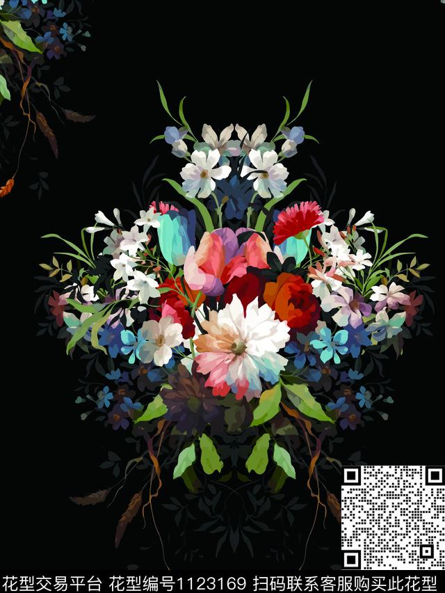 花卉.jpg - 1123169 - 花卉 数码花型 植物 - 数码印花花型 － 床品花型设计 － 瓦栏