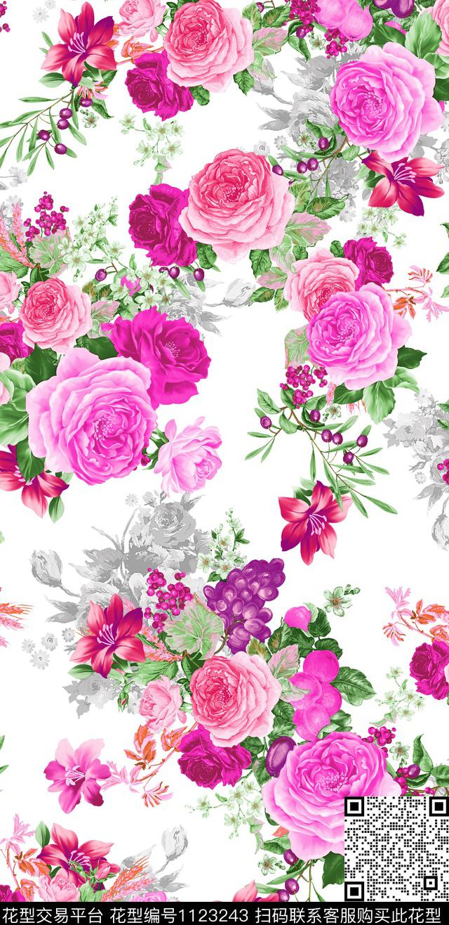 3260574881-47.jpg - 1123243 - 抽象 花卉 白底花 - 传统印花花型 － 女装花型设计 － 瓦栏