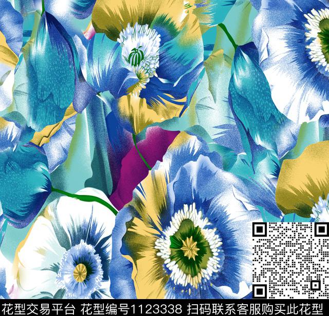 0921.jpg - 1123338 - 数码花型 花卉 大牌风 - 数码印花花型 － 女装花型设计 － 瓦栏