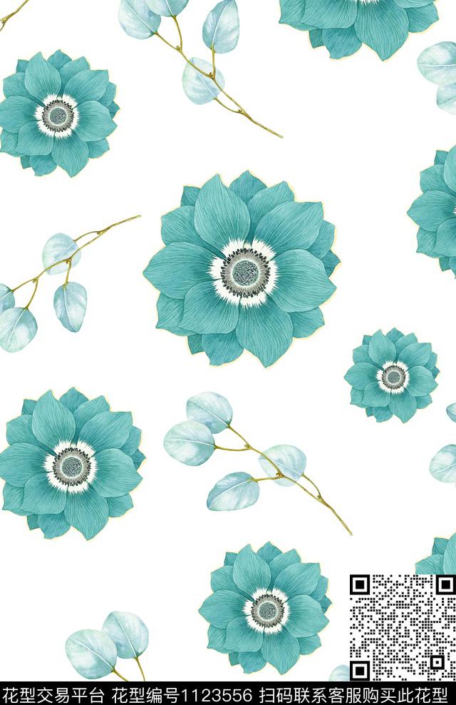 0923-b.jpg - 1123556 - 数码花型 棉麻 花卉 - 数码印花花型 － 女装花型设计 － 瓦栏