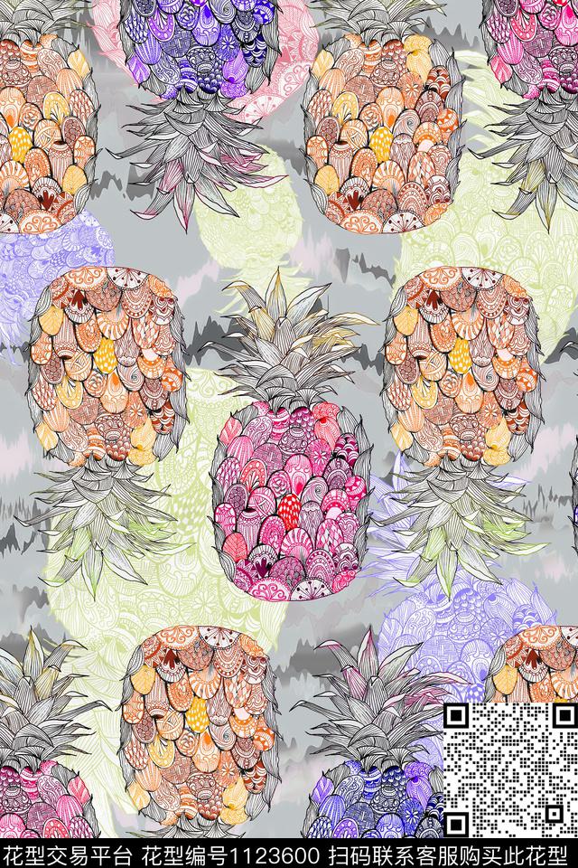 43.jpg - 1123600 - 抽象 热带花型 大牌风 - 数码印花花型 － 女装花型设计 － 瓦栏