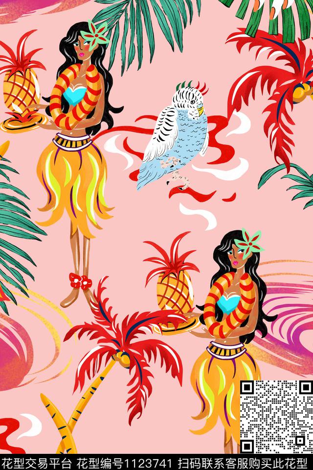热威夷2c.jpg - 1123741 - 热带花型 动物 大牌风 - 传统印花花型 － 女装花型设计 － 瓦栏