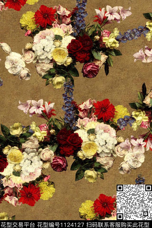 底纹花卉-分层.jpg - 1124127 - 数码花型 花卉 1/2接 - 数码印花花型 － 女装花型设计 － 瓦栏