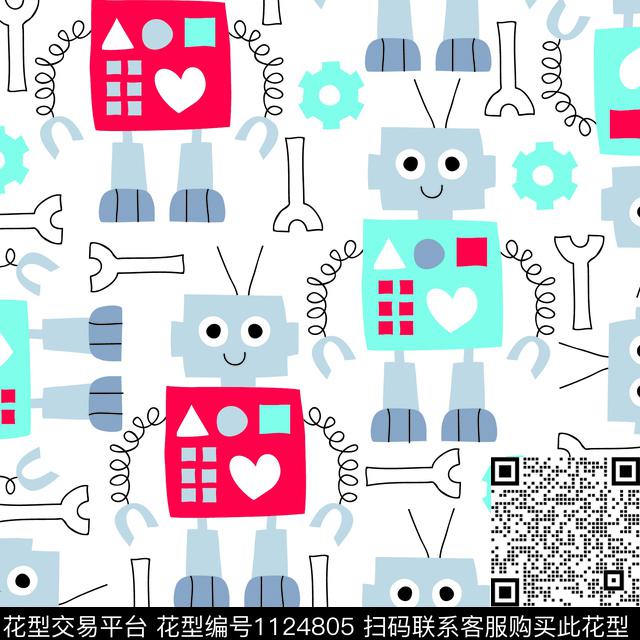 机器人.jpg - 1124805 - 机器人 童装 趣味 - 数码印花花型 － 童装花型设计 － 瓦栏
