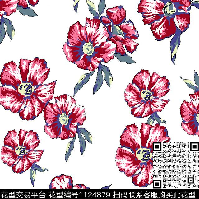 YS-0893F-1.jpg - 1124879 - 花卉 手绘大花 大牌风 - 传统印花花型 － 女装花型设计 － 瓦栏