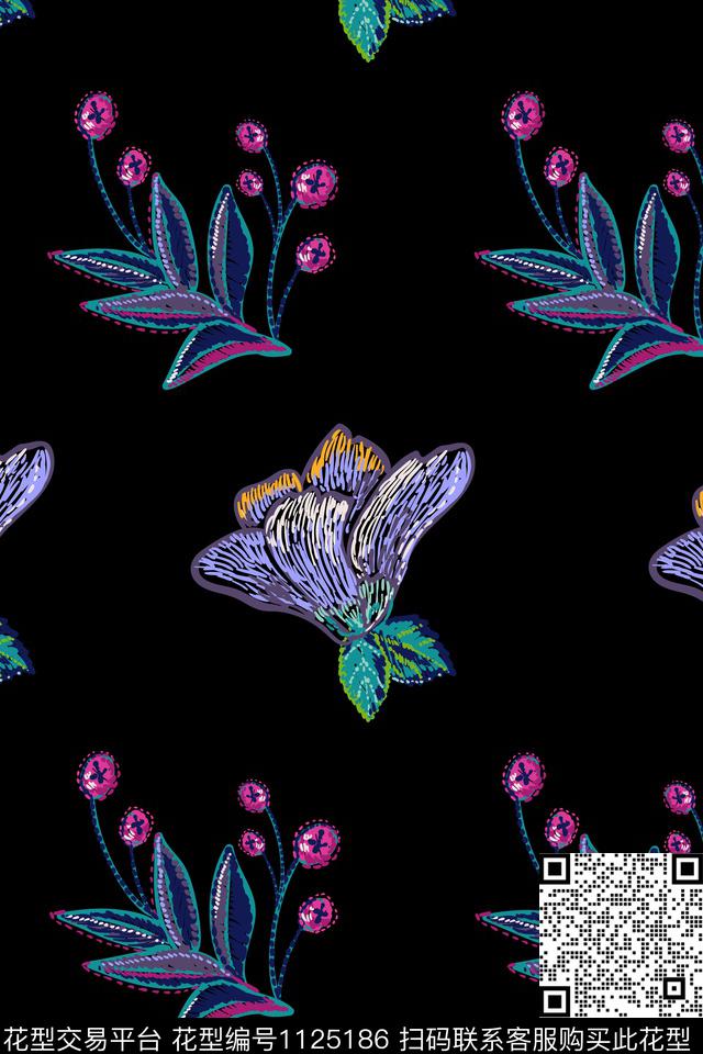 2018-9-26.jpg - 1125186 - 花卉 水彩 墨西哥蓝花 - 数码印花花型 － 女装花型设计 － 瓦栏