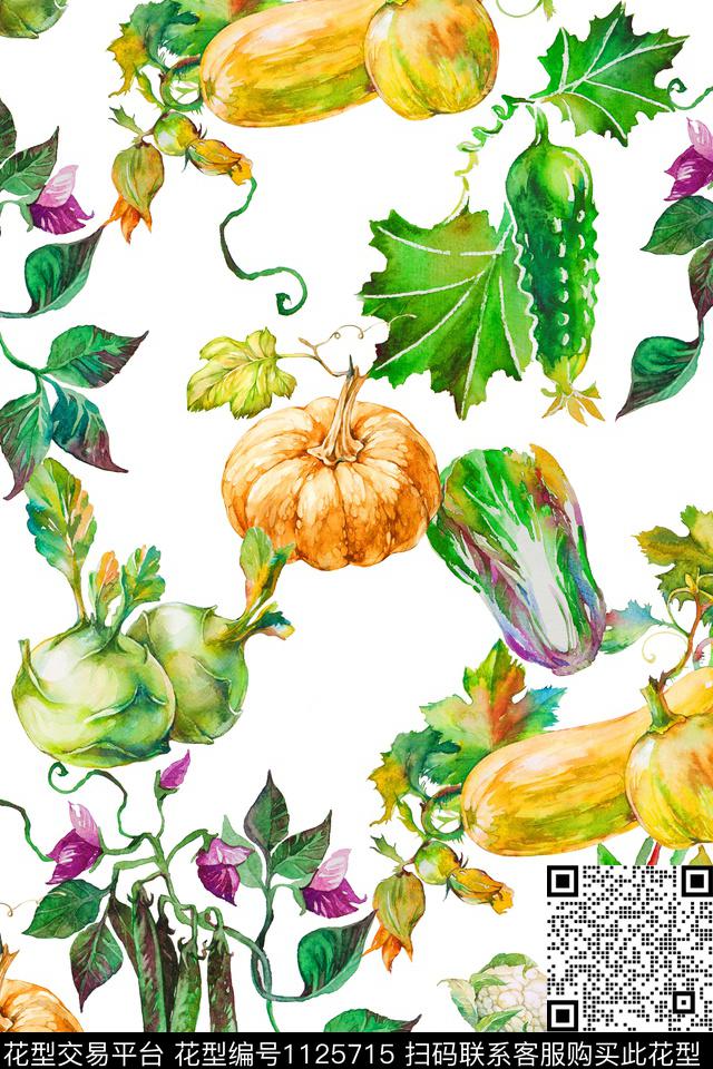 yc1-9.jpg - 1125715 - 蔬菜 抽象 绿植树叶 - 数码印花花型 － 女装花型设计 － 瓦栏