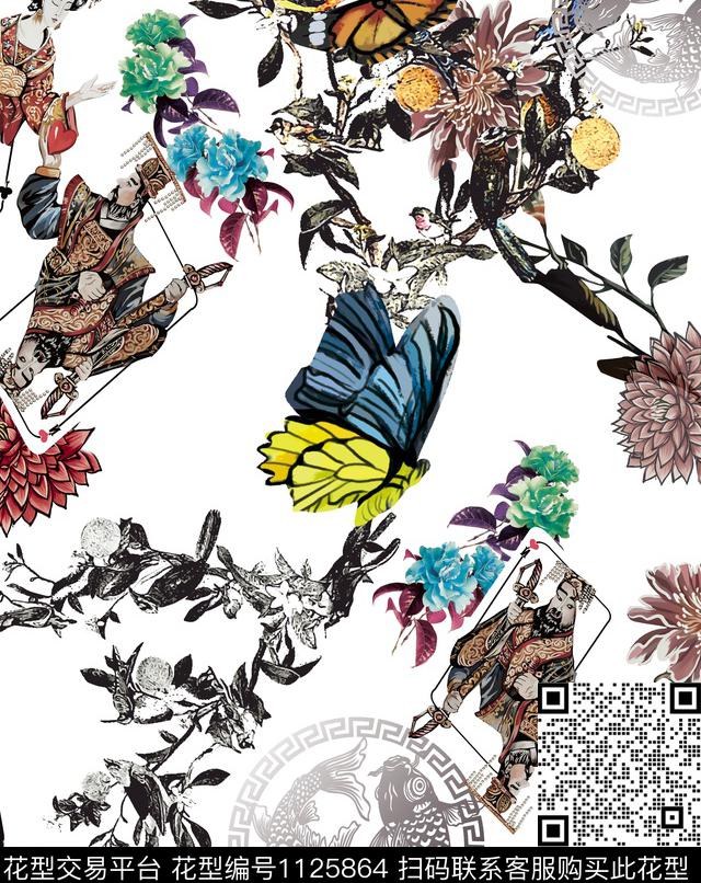 E2.jpg - 1125864 - 动物 数码花型 花卉 - 数码印花花型 － 男装花型设计 － 瓦栏